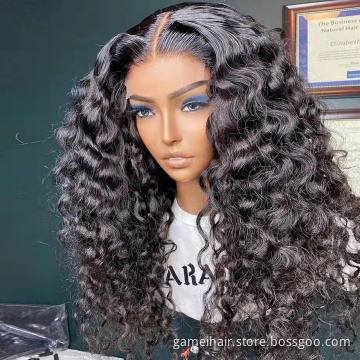 Wholesale 13*4" 4*4" Deep Wave Hd Lace Frontal Closure Wig Vendor Natural Virgin Brazilian Human Hair Transparent Lace Wig